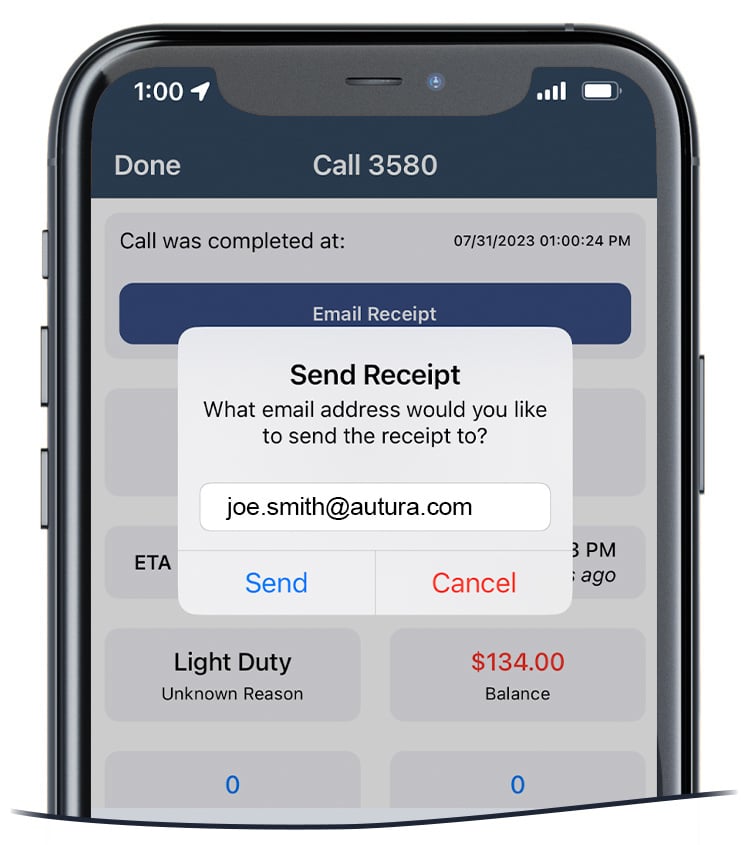 TOPS Call Receipt via Email
